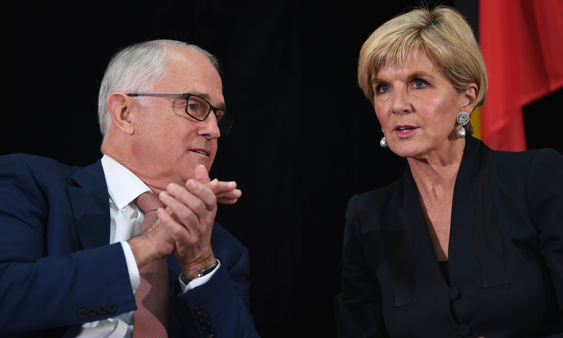Malcolm Turnbull and Julie Bishop at the launch of the foreign policy white paper. The foreign affairs minister said Australia would resist the ‘false hope of protectionism and isolationism’. Photograph: Lukas Coch/AAP